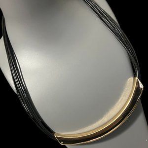 Gold Black Rope Necklace